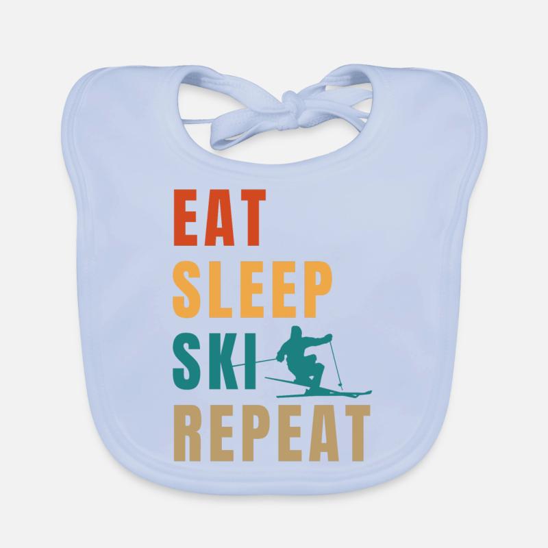 Eat sleep ski repeat Organic Baby Bibs