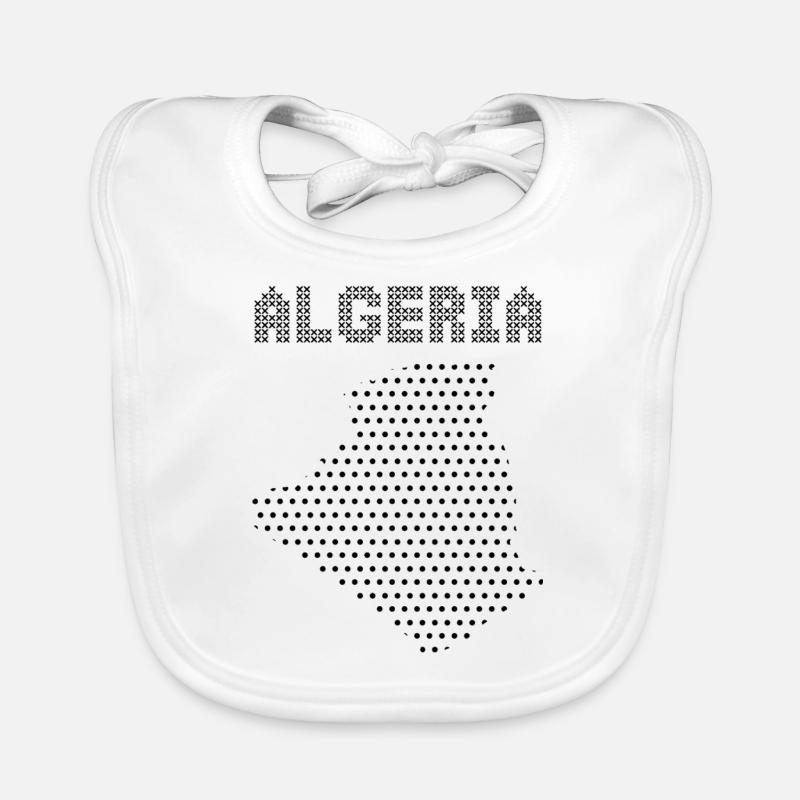Algeria avec carte de l'Algérie - Bavoir bio Bébé - blanc