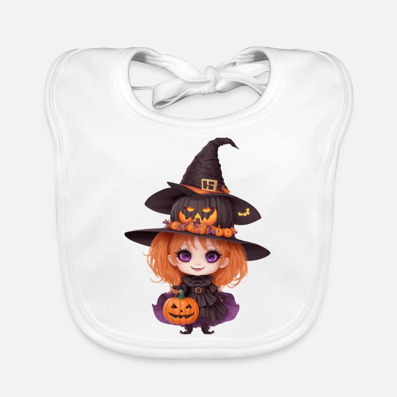 Helloween Pumpkin Witch Organic Baby Bibs