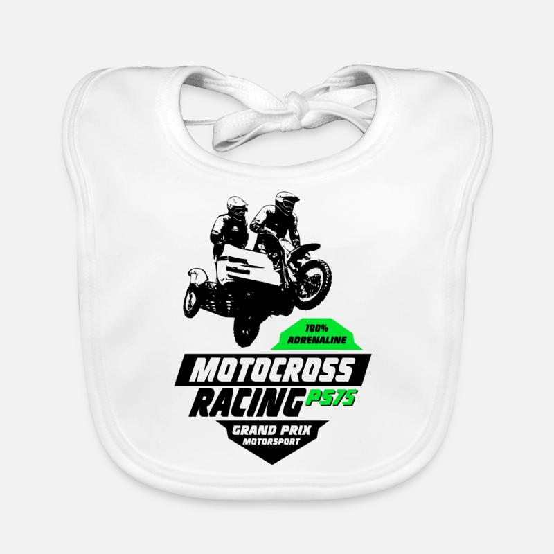 Sidecarcross - Sidecar Moto Cross - Bavoir bio Bébé - blanc
