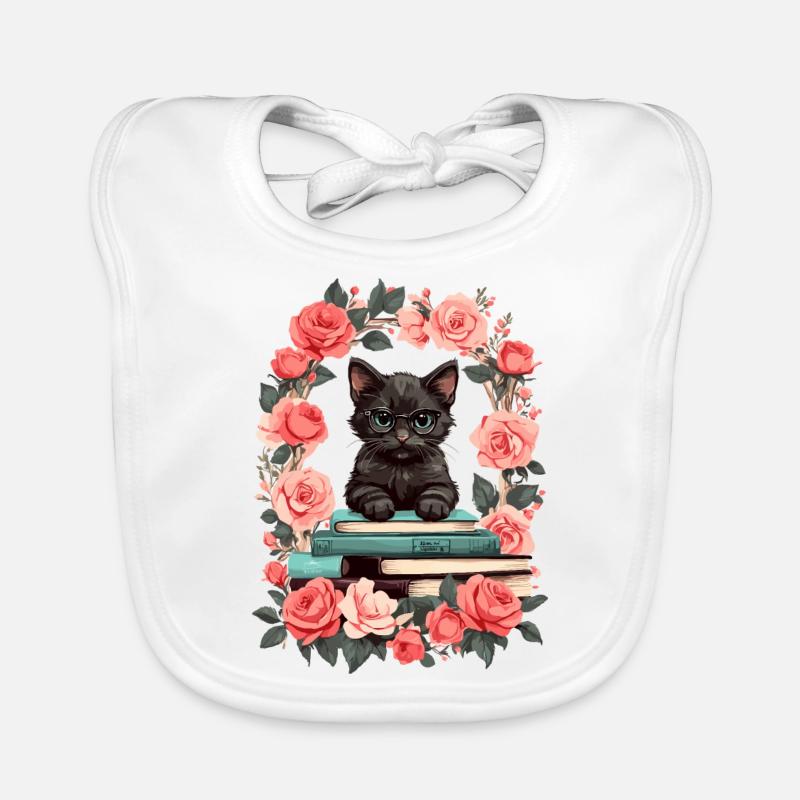 Chat noir avec lunettes de lecture Bavoir bio Bébé