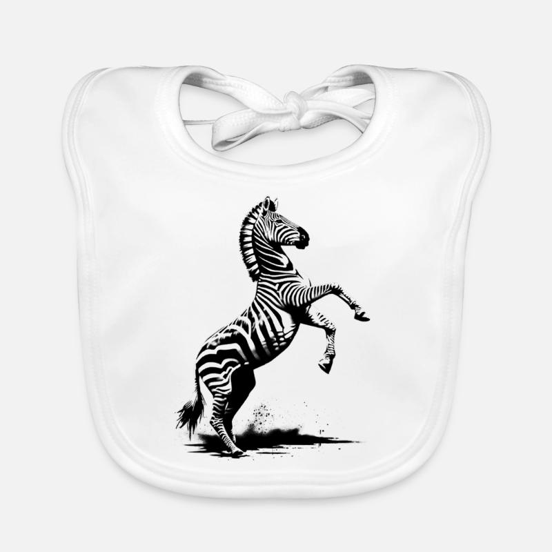 Zebra steigt - Baby Bio-Lätzchen - Weiß