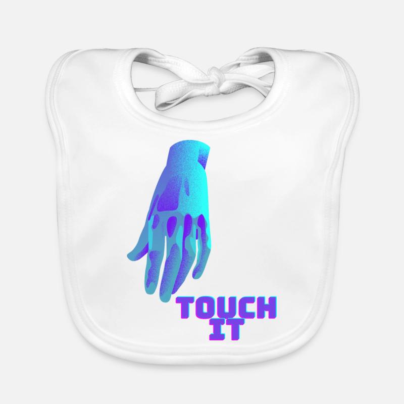 Touch It - blaue Hand Baby Bio-Lätzchen