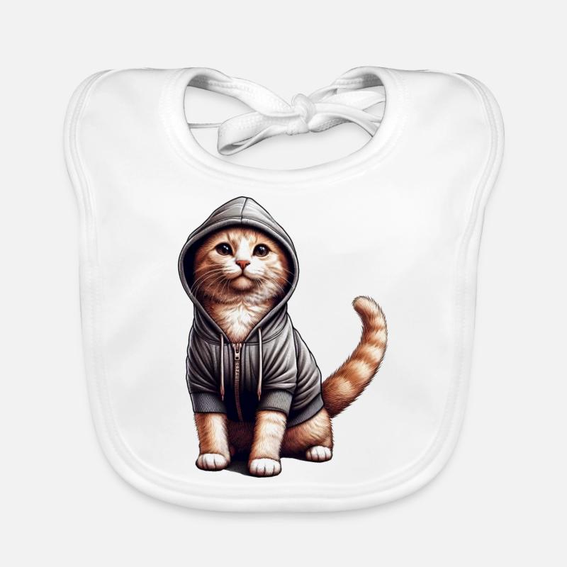 Chat portant un sweat à capuche Bavoir bio Bébé