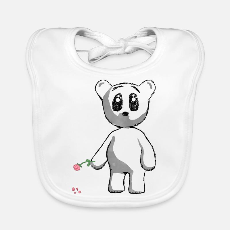 Teddy mit Rose Baby Bio-Lätzchen
