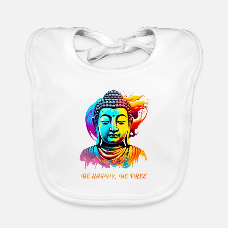 Buddha. Be happy, Be free Organic Baby Bibs
