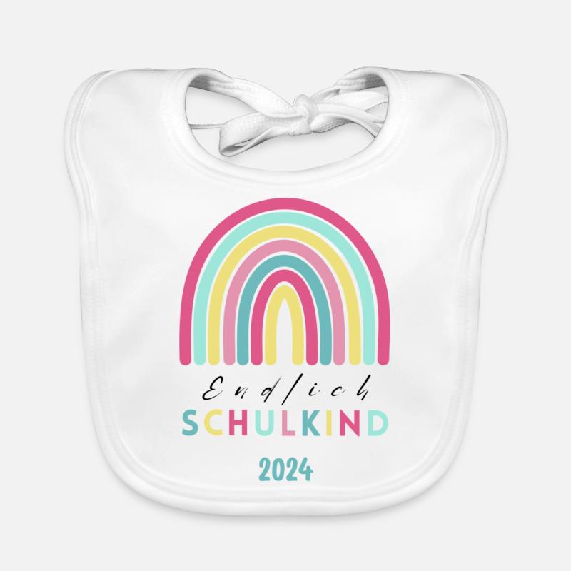 Endlich Schulkind 2024 Einschulungsshirt Baby Bio-Lätzchen