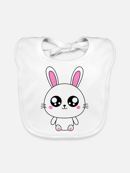 Lapin mignon - Bavoir bio Bébé - blanc - Devant