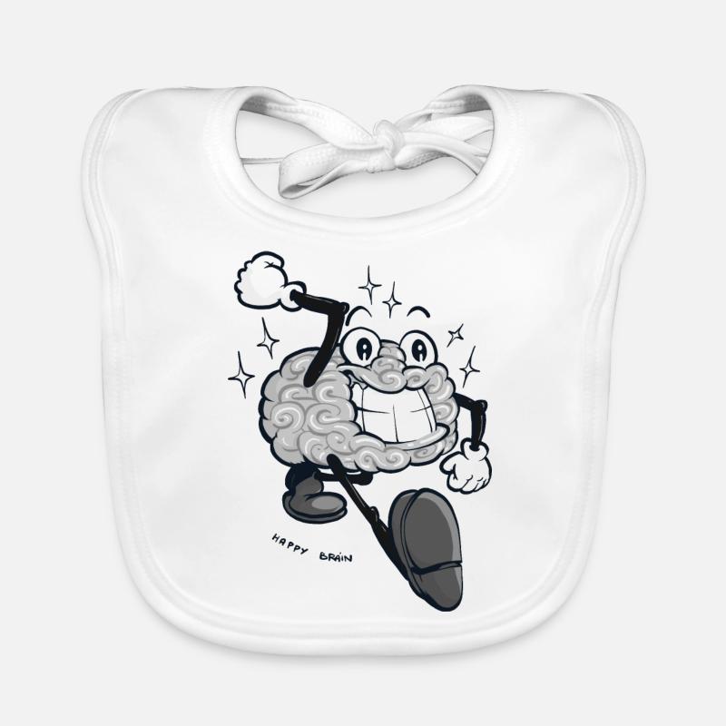 Happy Brain - Grey Version Organic Baby Bibs