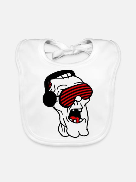DJ Zombie Monster Horror Halloween Party Music - Organic Baby Bibs - white - Front