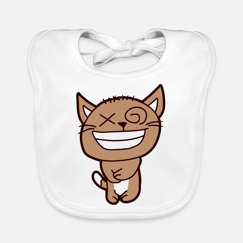 Insane Cat Squints Funny Crazy Grimace Organic Baby Bibs