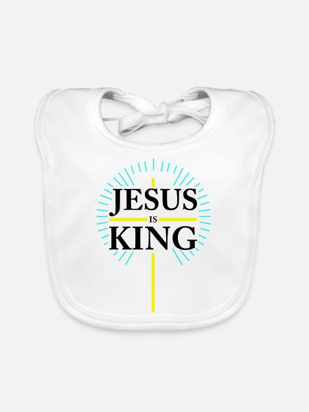 Jésus est Roi - Bavoir bio Bébé - blanc - Devant