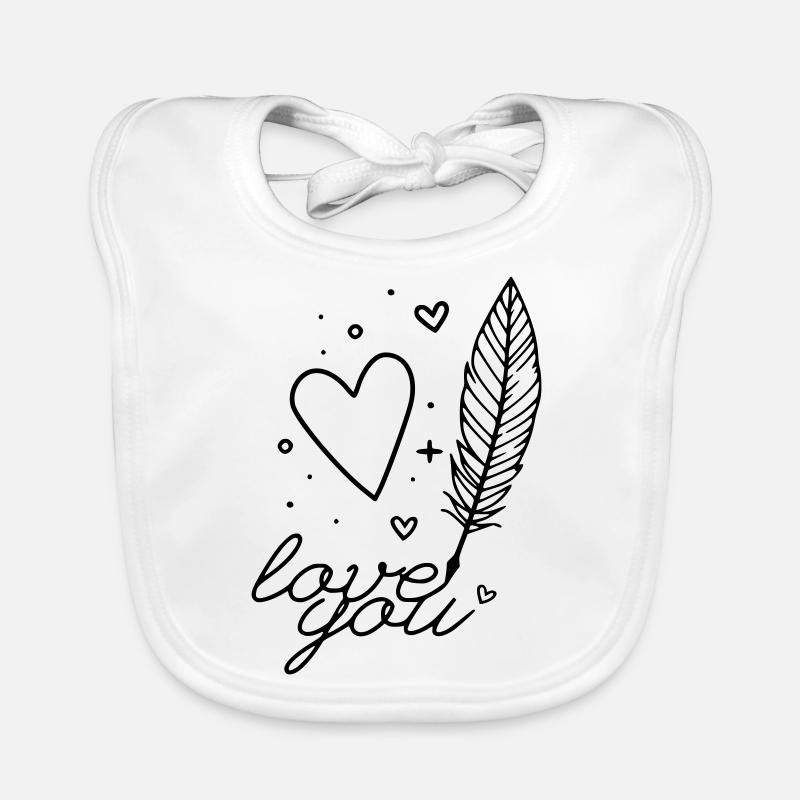 Feather Font Love You Organic Baby Bibs