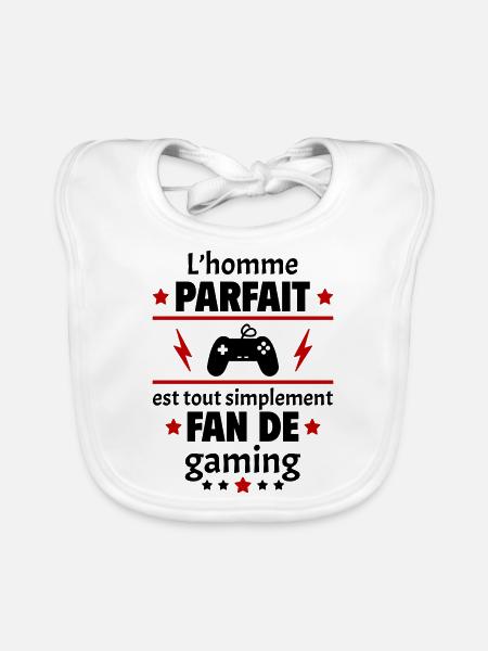 Homme parfait est fan de gaming, cadeau de noël - Bavoir bio Bébé - blanc - Devant