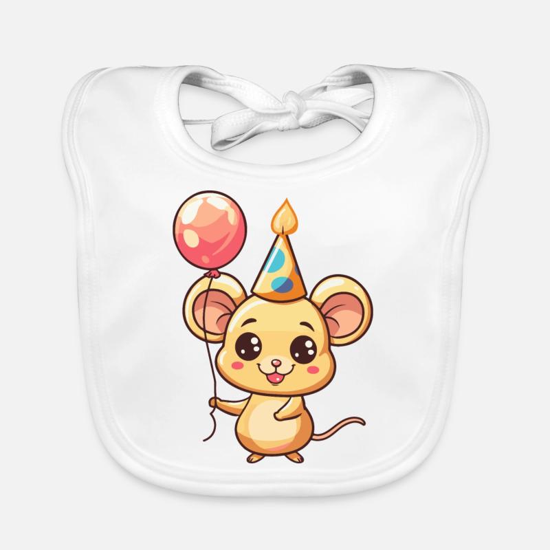 Mouse Birthday Comic Organic Baby Bibs