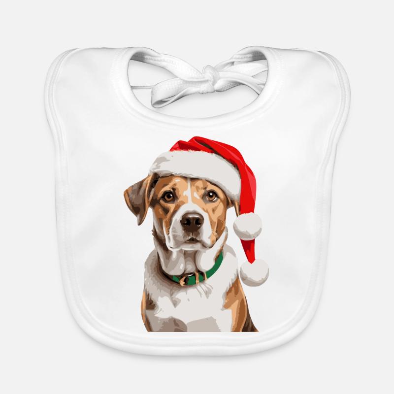 Chien mignon avec chapeau de Noël Bavoir bio Bébé