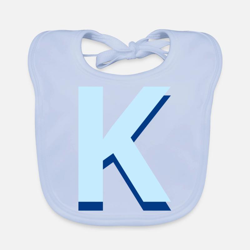 Letter k blue pop and modern Organic Baby Bibs