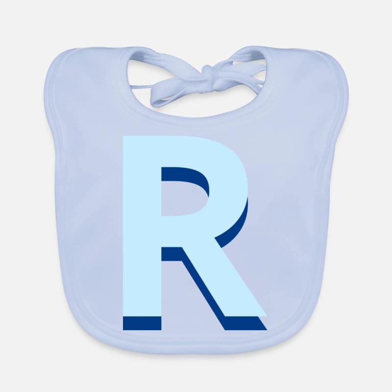 Pop und moderner blauer Buchstabe r Baby Bio-Lätzchen