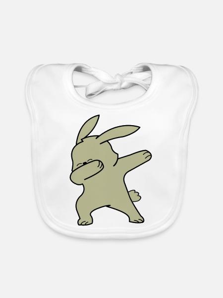 Dabbing Rabbit - Baby Bio-Lätzchen - Weiß - Vorne