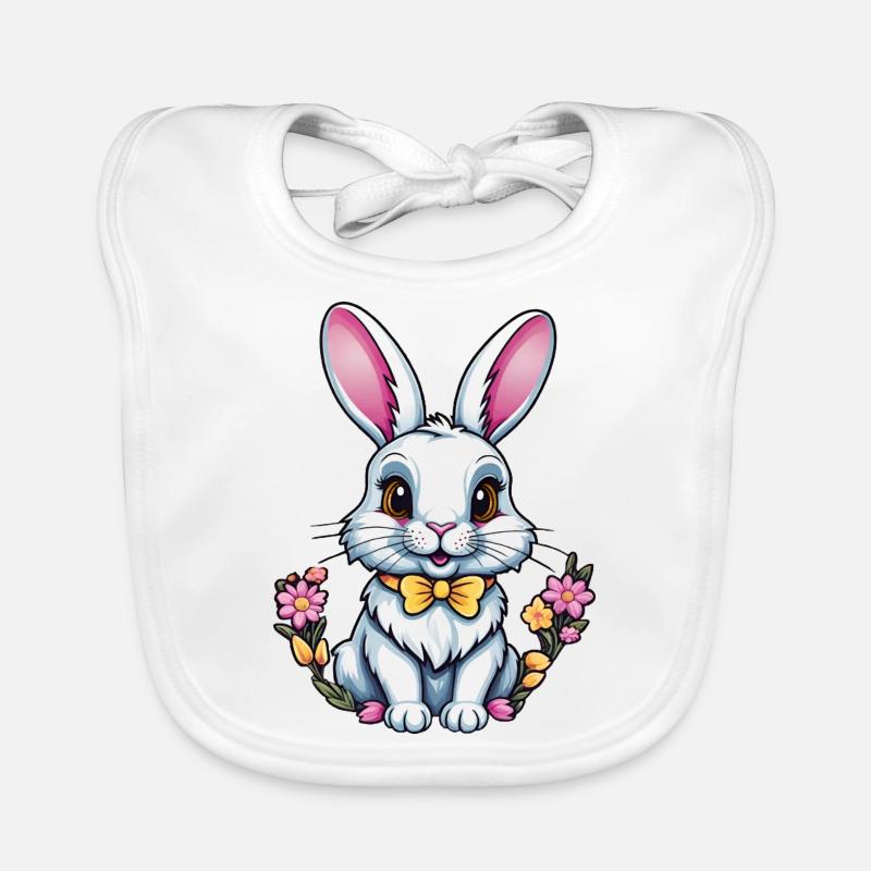 Lapin avec des fleurs Bavoir bio Bébé