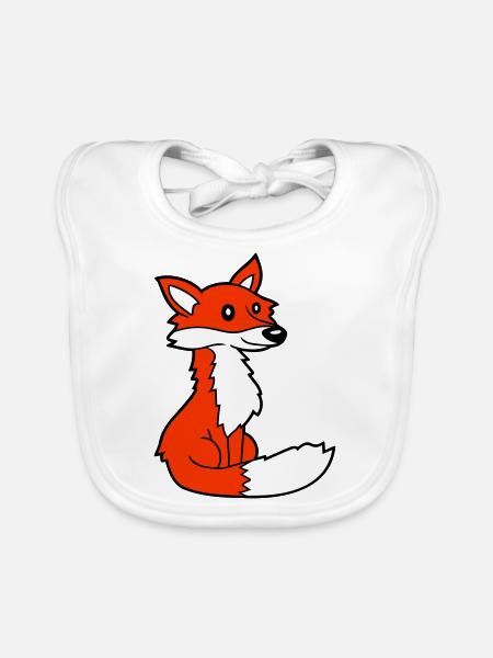 Fox Red Fox Wild Animal Clever Forest Inhabitants - Organic Baby Bibs - white - Front