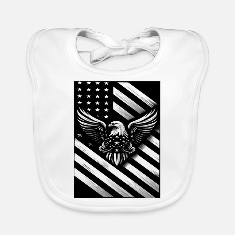 Drapeau US blanc et noir Bavoir bio Bébé