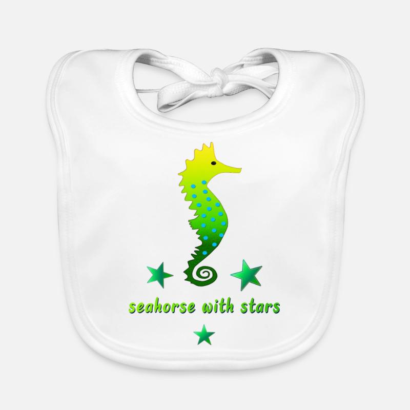cavalluccio marino verde con asterisco Bavaglino ecologico per neonato