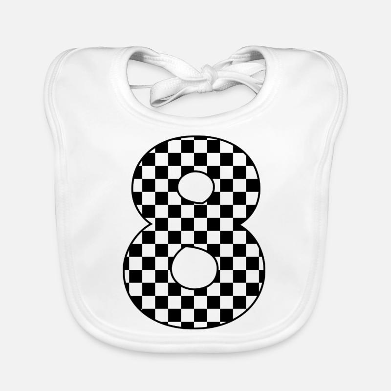 Nummer 8 kariert Baby Bio-Lätzchen