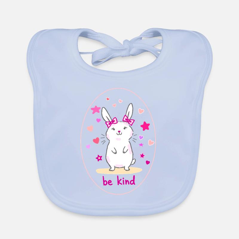 Lapin mignon avec des nœuds roses – Be Kind Bavoir bio Bébé