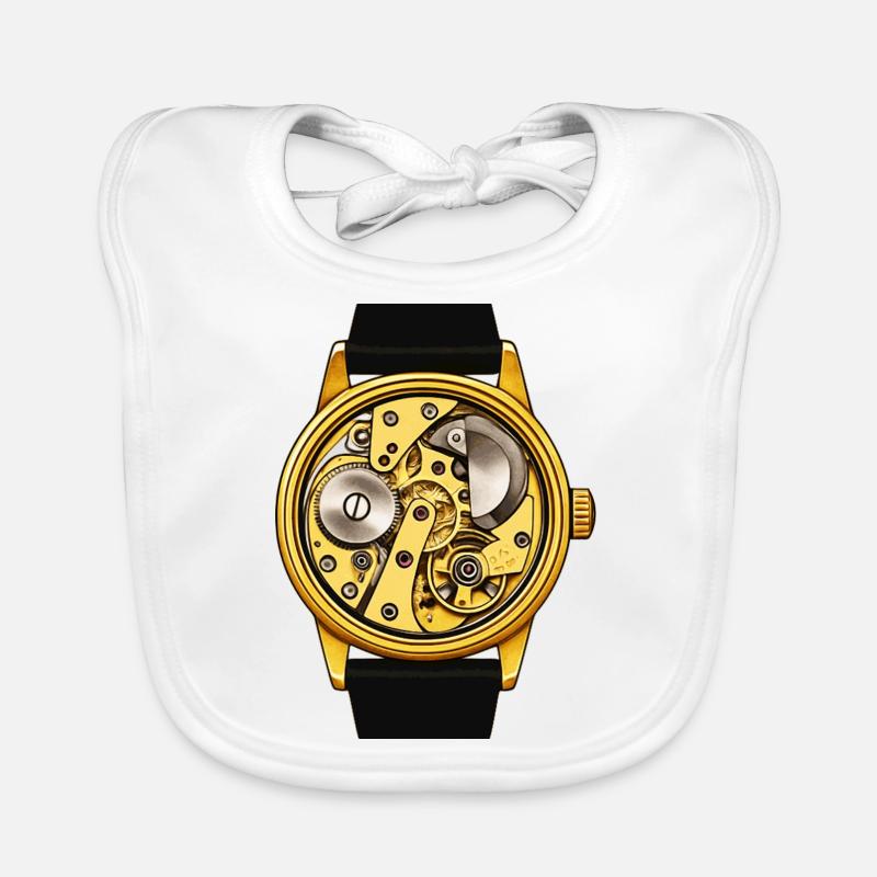 Mechanical movement with microrotor 60s watch Organic Baby Bibs