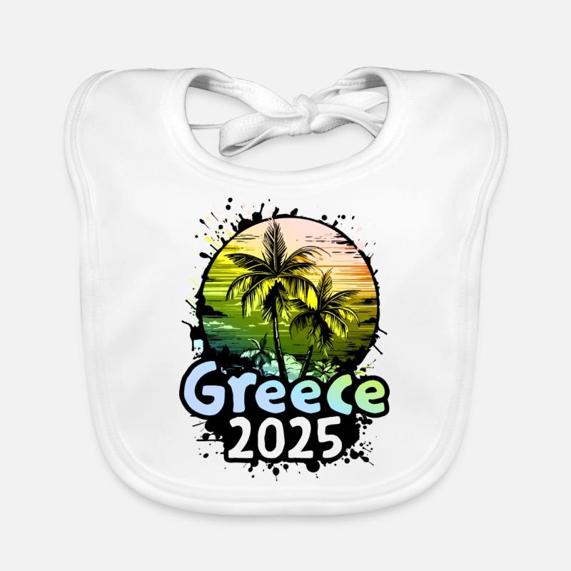 Greece 2025 Holiday Palm Trees Organic Baby Bibs