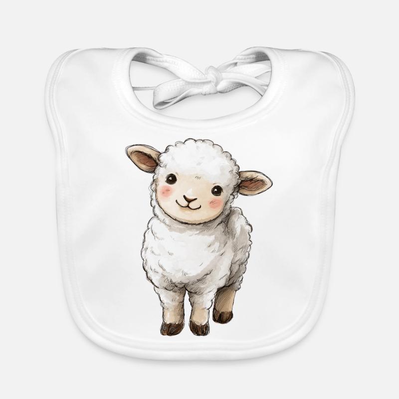 Süßes Baby Schaf - Baby Bio-Lätzchen - Weiß