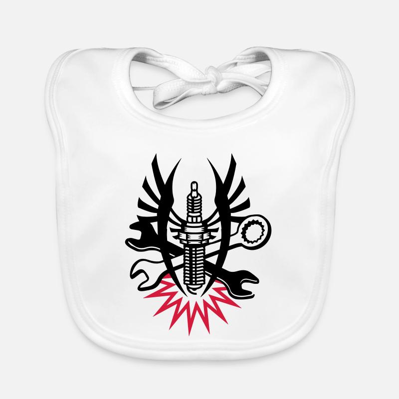 A spark plug with two wrenches Organic Baby Bibs