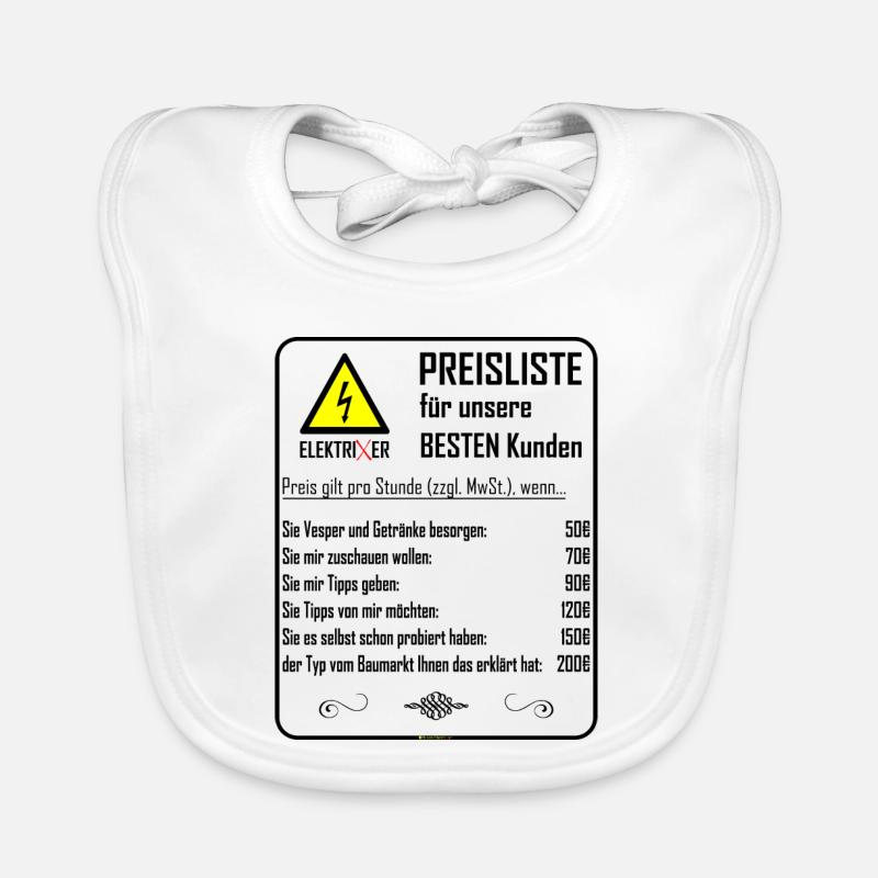 ElektriXer Preisliste (schwarz) V2 - Baby Bio-Lätzchen - Weiß
