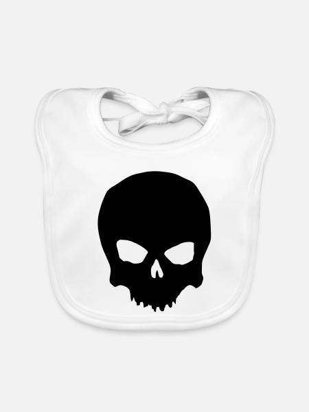 Skull - Organic Baby Bibs - white - Front