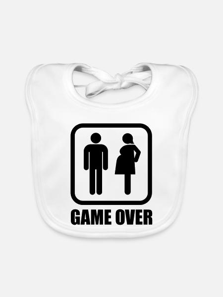 Game over - schwanger - Baby Bio-Lätzchen - Weiß - Vorne