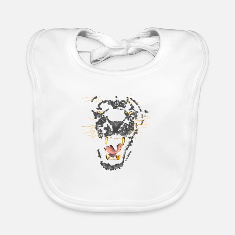 panthère - Bavoir bio Bébé - blanc