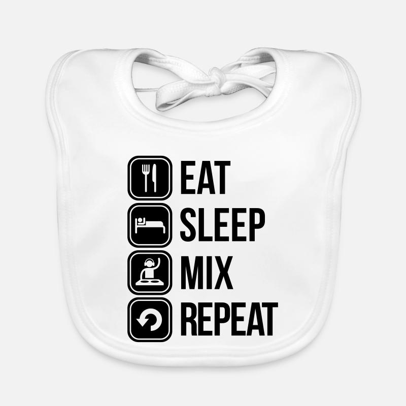 eat sleep mix repeat - Bavoir bio Bébé - blanc