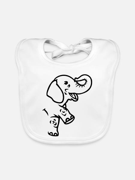 Elefant, Afrika - Baby Bio-Lätzchen - Weiß - Vorne
