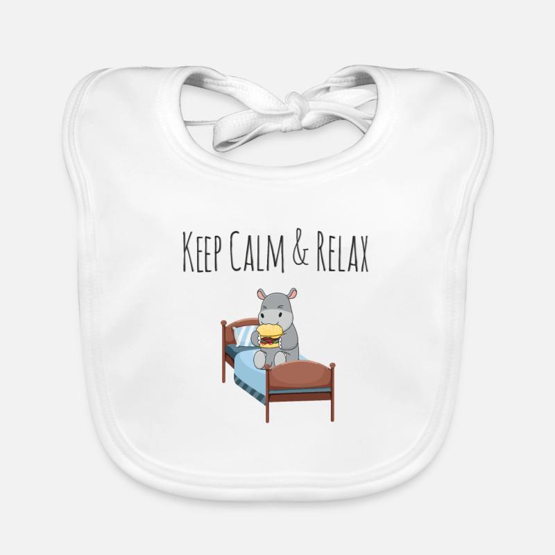 Keep Calm & Relax - süßes Nilpferd mit Burger Baby Bio-Lätzchen