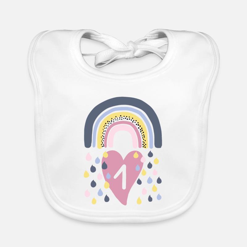 Rainbow first 1st birthday children Organic Baby Bibs
