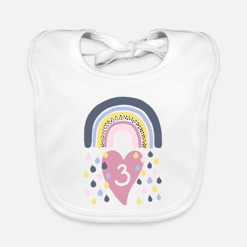 Regenbogen 3.Geburtstag Kinder Baby Bio-Lätzchen