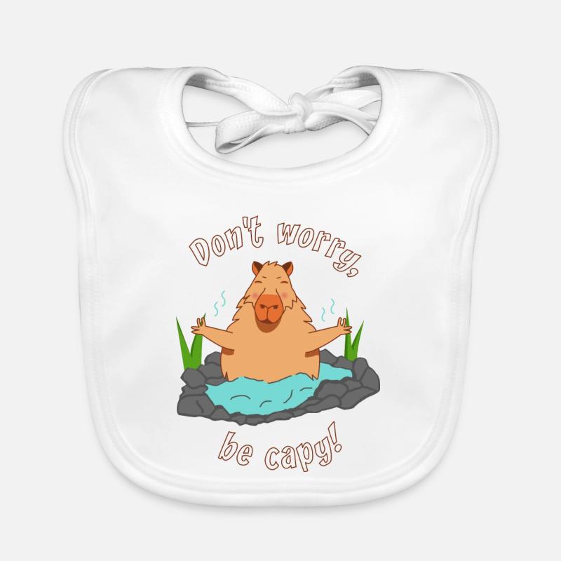 Capybara Méditation capybara dicton drôle - Bavoir bio Bébé - blanc