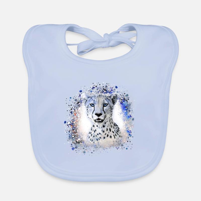 leopard, cat, wildcat, graffiti, painting,blue Organic Baby Bibs