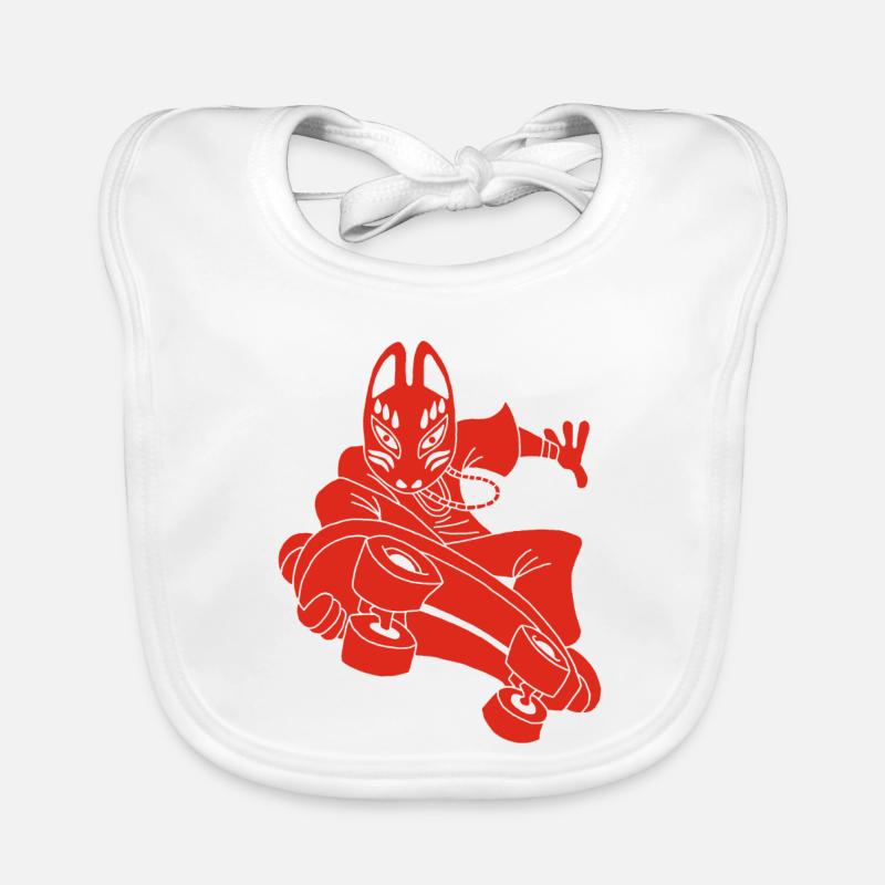 Renard rouge étrange en skateboard Bavoir bio Bébé