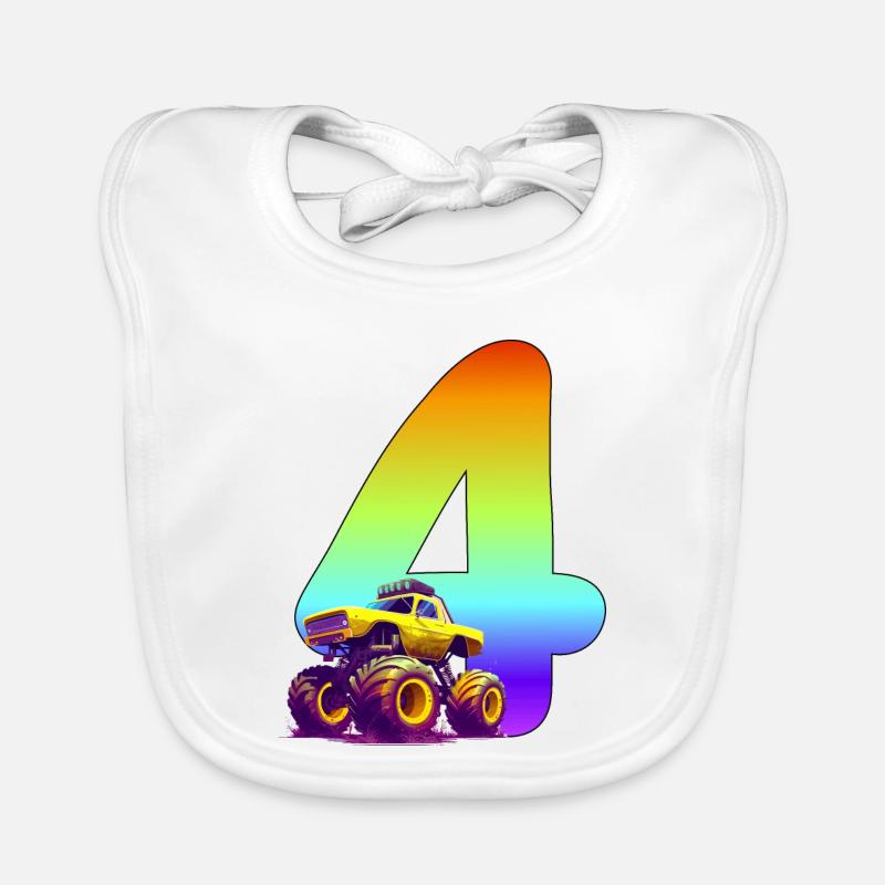 Monstertruck 4. Geburtstag 4 Jahre Geschenk Baby Bio-Lätzchen