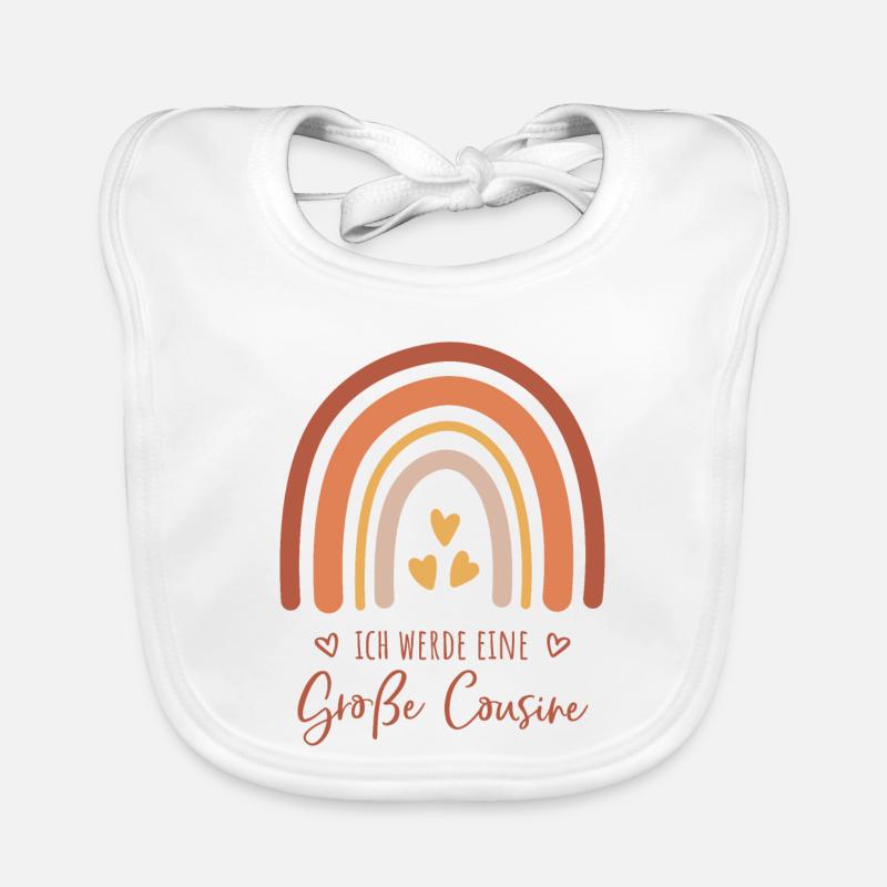 Ich werde eine große Cousine / Boho Regenbogen - Baby Bio-Lätzchen - Weiß