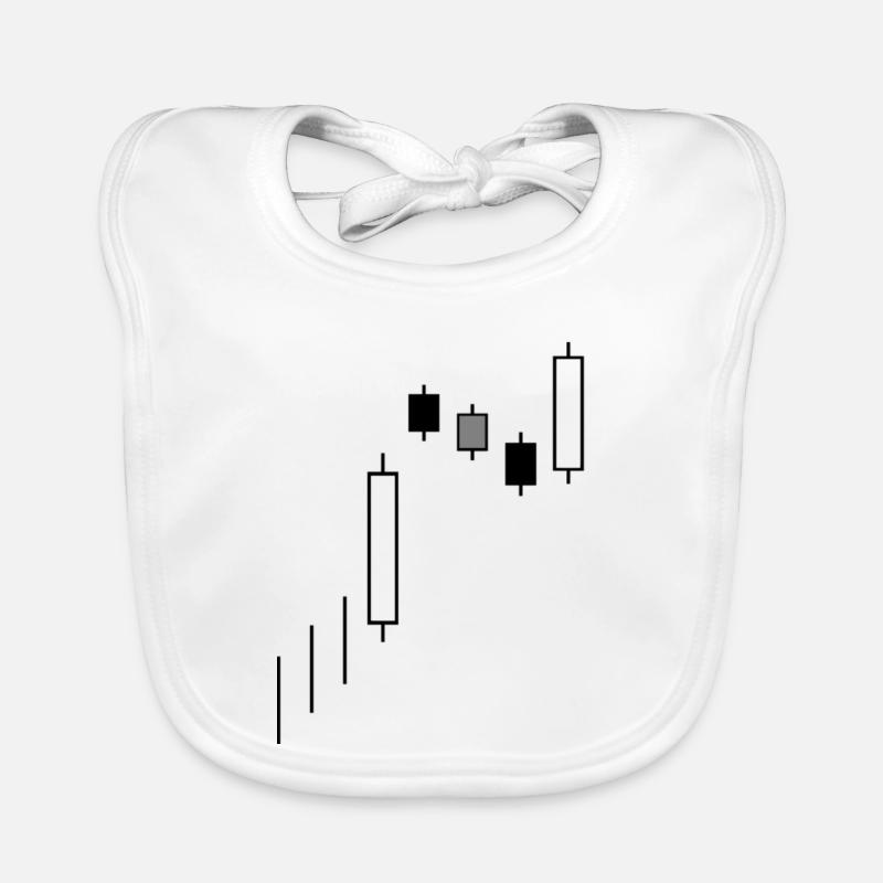 Minimalistischer Candlestick-Chart-Handel an der Börse Baby Bio-Lätzchen
