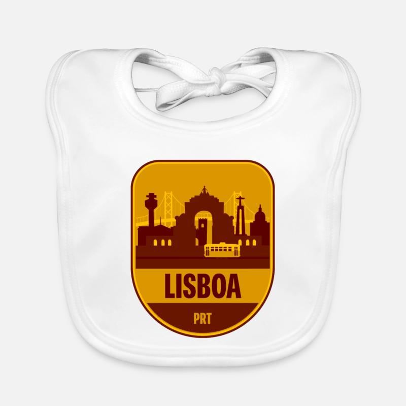 Lisboa Skyline Tram Baby Bio-Lätzchen
