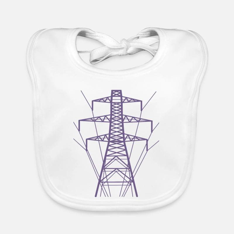 Weiße Strommast-Silhouette Baby Bio-Lätzchen